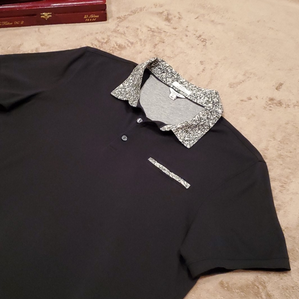 CALVIN KLIEN Mens Size XL liquid cotton slim fit polo shirt